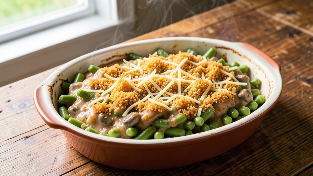 Paula Deen's Green Beans Casserole Recipe: Crispy Cornmeal Top and Creamy Mushroom Magic